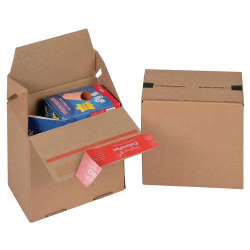 ColomPac Eurobox S mit Haftklebeverschluss und Aufreissfaden, Versandkarton, Versandverpackung, 145x95x140mm, Braun, 20 Stück Artikelbild