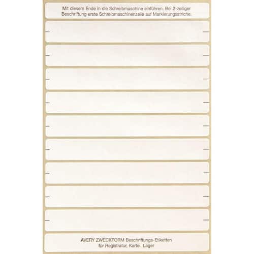 Avery Beschriftungsetiketten, handschriftlich oder für Schreibmaschinen, A4, 105 x 13mm, weiß, 252 Stück Artikelbild Secondary1 L