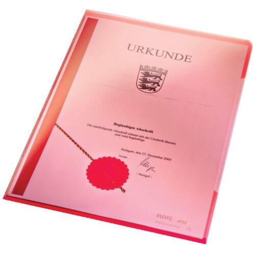 Leitz Sichthüllen, Aktenhüllen, A4, PVC-Hartfolie, oben/rechs offen, glatt, rot, 0,15mm, 100 Stück Artikelbild Secondary1 L