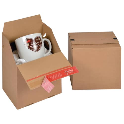 ColomPac Eurobox S mit Haftklebeverschluss und Aufreißfaden, Versandkarton, Versandverpackung, 195x145x190mm, Braun, 20 Stück Artikelbild