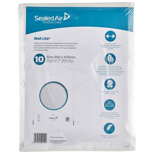 Sealed Air® Luftpolsterversandtasche, K/7, A3+, 350x470mm, weiss, 10 Stück pro Packung Artikelbild