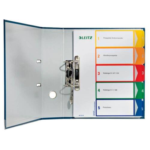 Leitz Register, 1-5, farbig, PC-beschriftbar, PP, A4, volle Höhe, überbreit, 5 Blatt, grau, 1 Packung Artikelbild Secondary1 L