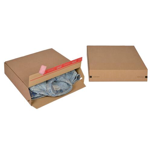 ColomPac Eurobox L mit Haftklebeverschluss und Aufreißfaden, Versandkarton, Versandverpackung, 394x94x387mm, Braun, 10 Stück Artikelbild