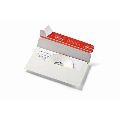ColomPac Medienversandtasche mit Haftklebeverschluss und Aufreißfaden, 220x121x20mm (DIN lang), Weiß, 160 Stück Artikelbild