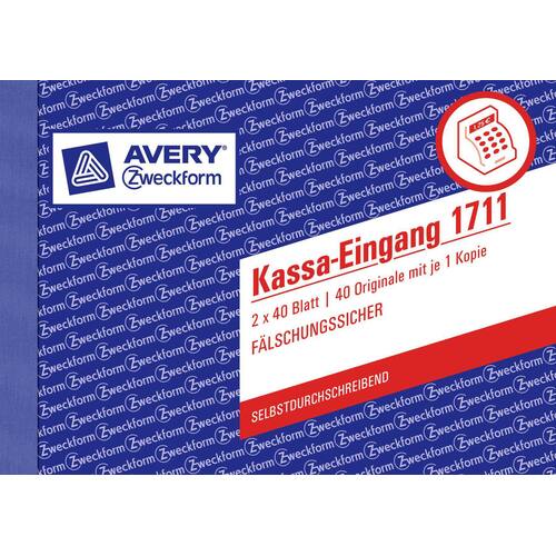 Avery  Formularbuch Kassa-Eingang 1711, A6 quer, selbstdurchschreibend, 2x40 Blatt Artikelbild
