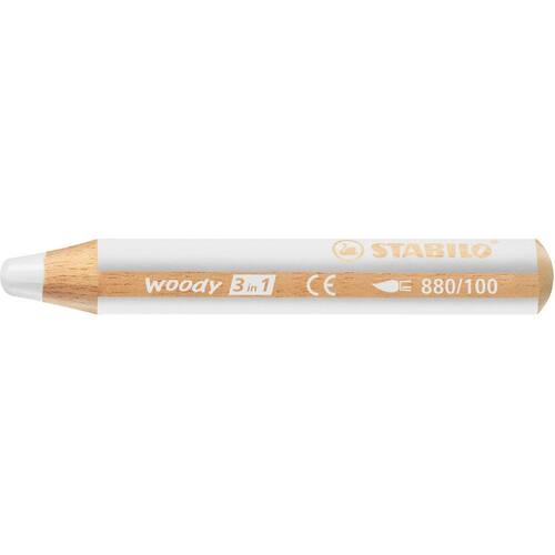 STABILO Farbstift woody 3in1, Aquarell, Buntstift, Zeichenstift, weiß, 1 Stück Artikelbild