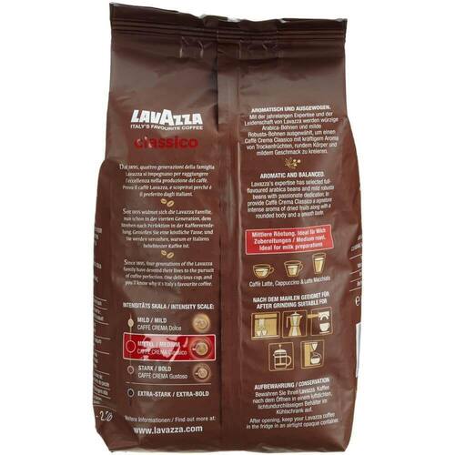 Lavazza Kaffee caffècrema Classico, harmonisch & würzig, ganze Bohne, Kaffeebohnen, 1 kg, 1 Packung Artikelbild Secondary4 L