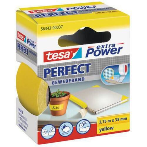 tesa® Klebeband, Gewebe-Kraftband, Duct-Tape, Gaffa-Band, gelb, 38mm x 2,75m, 1 Stück Artikelbild