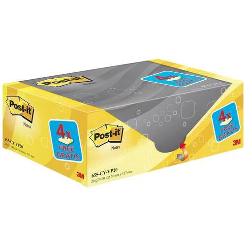 Post-it® Haftnotizen SPAR-PACK: 16 + 4 GRATIS, Klebenotizen, pastellgelb, 76x127 mm, 20 Blöcke x 100 Blatt Artikelbild Secondary1 L