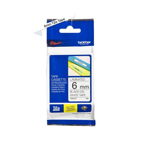 Brother P-Touch Schriftband TZe-S211, schwarz/weiß, laminiert, 6mm x 8m, extra stark, 1 Stück Artikelbild Secondary1 L