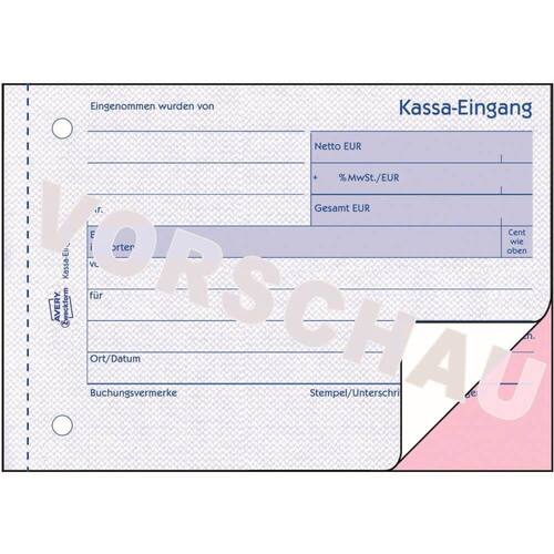 Avery  Formularbuch Kassa-Eingang 1711, A6 quer, selbstdurchschreibend, 2x40 Blatt Artikelbild Secondary1 L