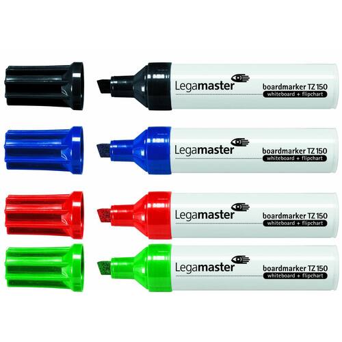 Legamaster Boardmarker TZ 150, Whiteboardmarker, Flipchartmarker, 2-7 mm, Keilspitze, nachfüllbar, farblich sortiert, 4er-Set, 1 Packung Artikelbild