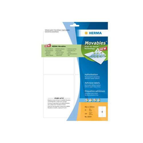 Herma Etiketten, ablösbar, weiß, 99,1x139m, 100 Etiketten Artikelbild Secondary1 L