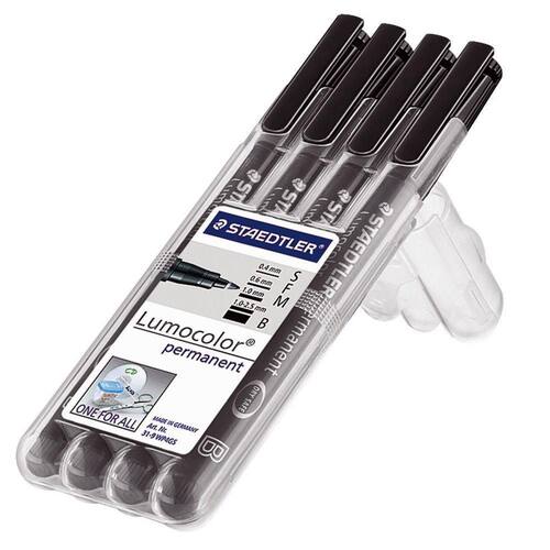 STAEDTLER Lumocolor OHP-Stifte Lumocolor 319 permanent, verschiedene Spitzenstärken, schwarz, 4 Stifte pro Packung Artikelbild Secondary1 L