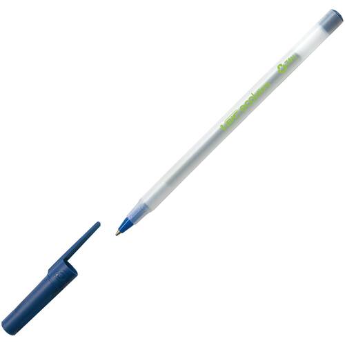 BIC® Ecolutions Round Stic Kugelschreiber, Mittelstarke 1-mm-Spitze, weißer Schaft, blaue Tinte, 1 Stück Artikelbild