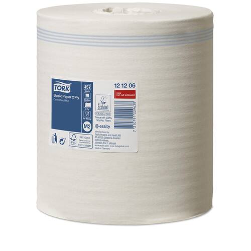 Tork Papierhandtuch 320 M2, Handtuchrolle, 2-lagig, weiß, 457 Tücher pro Rolle, 1 Rolle Artikelbild