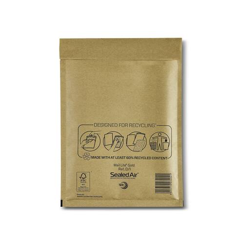 Mail Lite® Luftpolsterversandtasche, D/1, A5+, 180x260mm, braun, 100 Stück pro Packung Artikelbild
