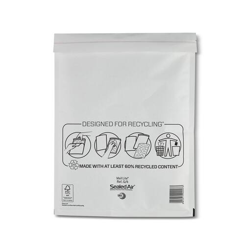 Mail Lite® Luftpolsterversandtasche, G/4, A4, 250x340mm, weiss, 50 Stück pro Packung Artikelbild