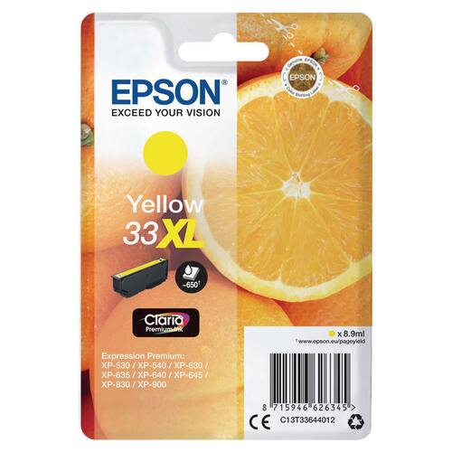 Epson Original Tinte 33XL Claria Premium, Tintenpatrone, Tintenkartusche, gelb, 8,9ml, 1 Stück Artikelbild