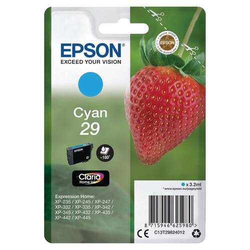 Epson Original Tinte 29 Claria Home, Tintenpatrone, cyan, 1 Stück Artikelbild