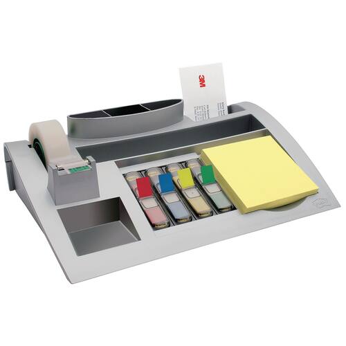 Post-it® C50 skrivbordsorganiserare + genomskinlig Magic™-tejp på 19 mm x 33 m + små indexflikar i blandade färger + notislappar från Canary Yellow™ produktfoto Secondary3 L