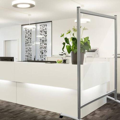 FRANKEN Trennwand aus Acrylglas 3mm, Schutzwand, Schutzschild, Spuckschutz, mobil, 120x180 cm, 1 Stück Artikelbild Secondary2 L