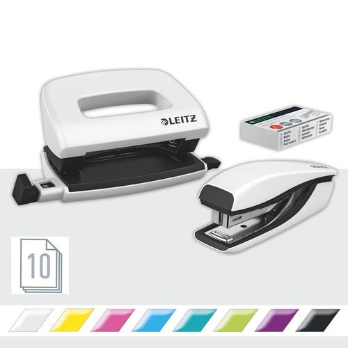 Leitz Heftgerät WOW mini, mit Locher, für: No. 10, 10 Blatt, perlweiss, 1 Set Artikelbild Secondary3 L