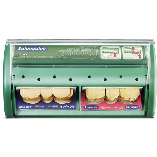 Salvequick Pflasterspender, gefüllt mit 85 Plastern, Kunststoff, grün Artikelbild Secondary1 L