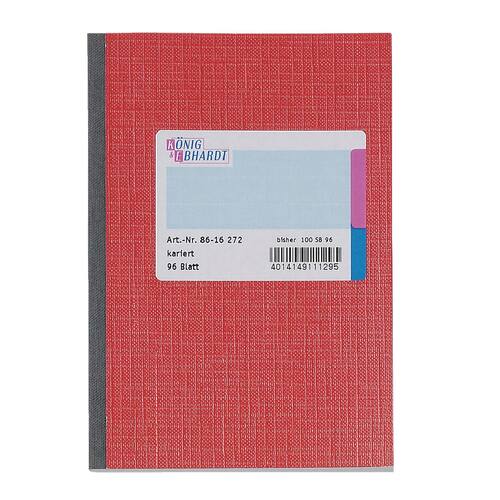 K&E Geschäftsbuch kariert, Glanzkarton, A6, 96 Blatt, rot, 1 Stück Artikelbild