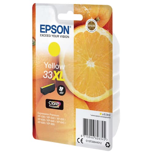Epson Original Tinte 33XL Claria Premium, Tintenpatrone, Tintenkartusche, gelb, 8,9ml, 1 Stück Artikelbild Secondary1 L