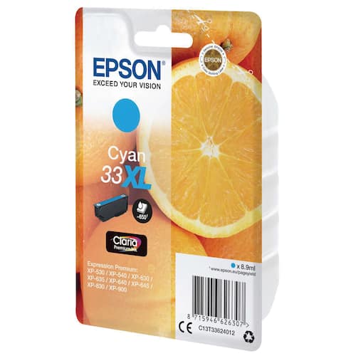 Epson Original Tinte 33XL Claria Premium, Tintenpatrone, Tintenkartusche, cyan, 8,9ml, 1 Stück Artikelbild Secondary1 L