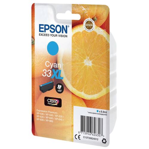 Epson Original Tinte 33XL Claria Premium, Tintenpatrone, Tintenkartusche, cyan, 8,9ml, 1 Stück Artikelbild Secondary1 L