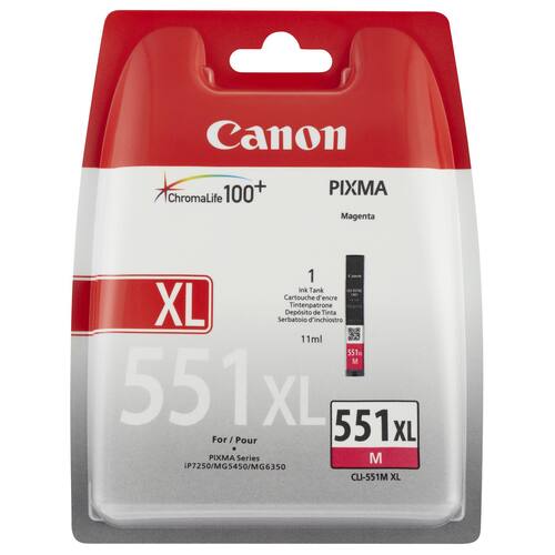 Canon Bläckpatron, PIXMA PGI-551XL M, 6445B001, ChromaLife100+, magenta, singelförpackning, hög kapacitet produktfoto