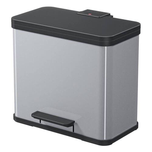 Hailo Tret-Mülltrenner Öko trio Plus L, Metalleimer, Papierkorb, Mistkübel, Abfalleimer, Silber, 470 x 340 x 430 mm, 3 x 9 Liter, 1 Stück Artikelbild