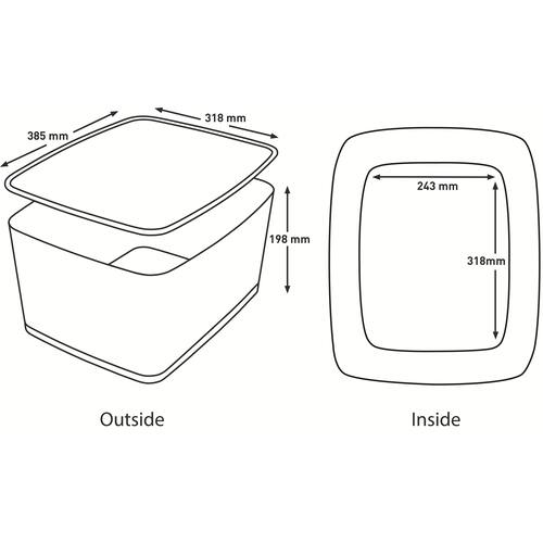 Leitz Aufbewahrungsbox MyBox® WOW, groß, mit Deckel, Kunststoff, 18 Liter, 385x318x198mm, Weiß/Blau, 1 Stück Artikelbild Secondary2 L