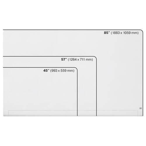 Nobo Whiteboard, Glastavla i widescreenformat, väggmonterad, med rundade hörn, magnetisk glasyta, 57'', klarvit produktfoto Secondary1 L