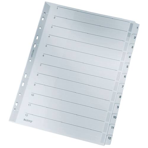 Leitz Ordnerregister A4, 1-12, Tauenpapier, grau Artikelbild