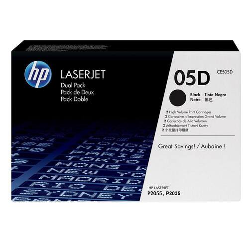 HP Original Toner HP 05A, CE505D, Lasertoner, Tonerkartusche, Schwarz, 2 Stück pro Packung Artikelbild