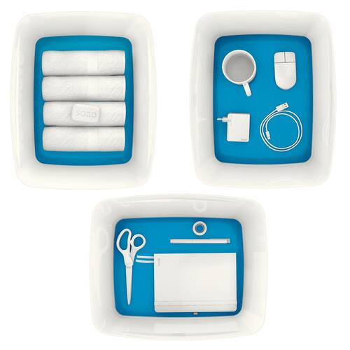 Leitz Aufbewahrungsbox MyBox® WOW, groß, mit Deckel, Kunststoff, 18 Liter, 385x318x198mm, Weiß/Blau, 1 Stück Artikelbild Secondary6 L