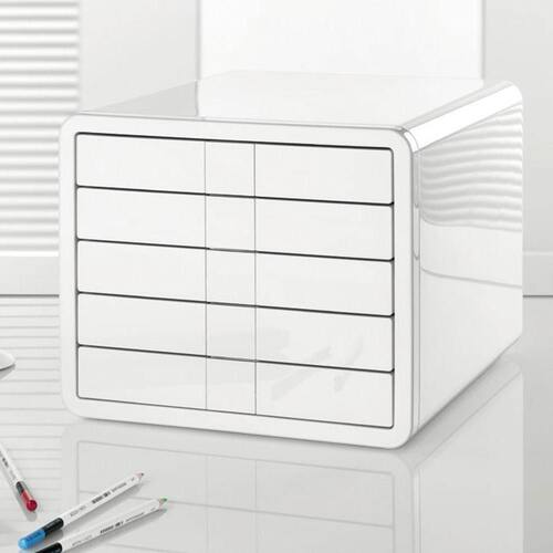 Han Schubladenbox iBox, mit 5 geschlossenen Schubladen, C4, Polystyrol, weiß, hochglänzend, 1 Stück Artikelbild