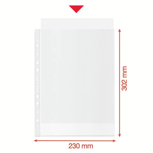 Esselte Prospekthülle recycled, Klarsichtfolie, Klarsichthülle, oben offen, PP (RC), genarbt, Universallochung, A4, transparent, 100 Stück pro Packung, 1 Packung Artikelbild Secondary4 L