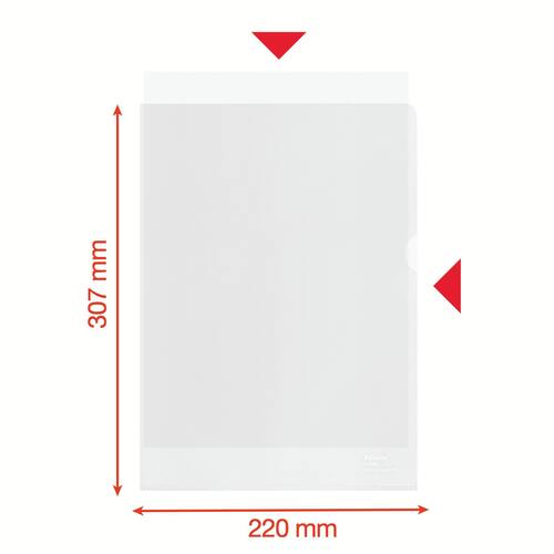 Esselte Sichthülle recycled, Aktenhülle, oben/rechts offen, A4, PP (RC), genarbt, transparent, 100 Stück pro Packung, 1 Packung Artikelbild Secondary4 L