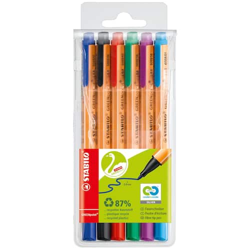 STABILO Faserschreiber GREENpoint, Faserstift, sortiert, 0,8mm, 6 Stück Artikelbild