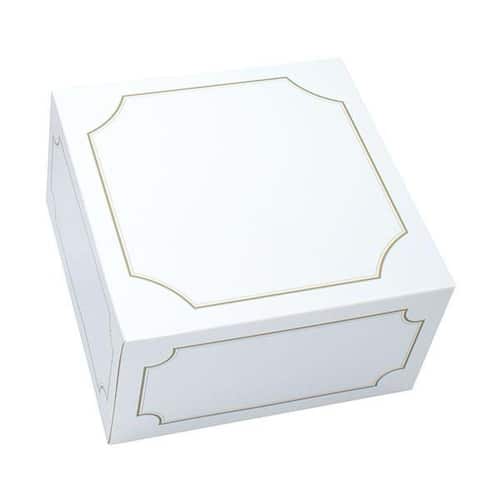 Frame Tortenkarton mit Klappdeckel und Frontklappe, 200x200x100mm, weiß/gold, 200 Stück Artikelbild