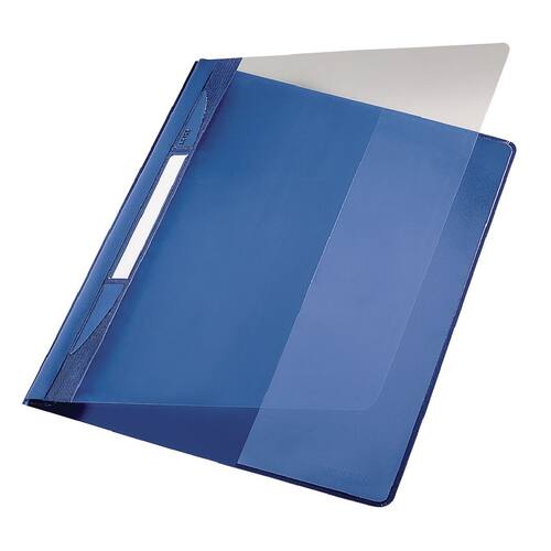 Leitz Schnellhefter Exquisit, Sichthefter, transparenter Vorderdeckel, mit Beschriftungsfenster, A4, blau, 1 Stück Artikelbild