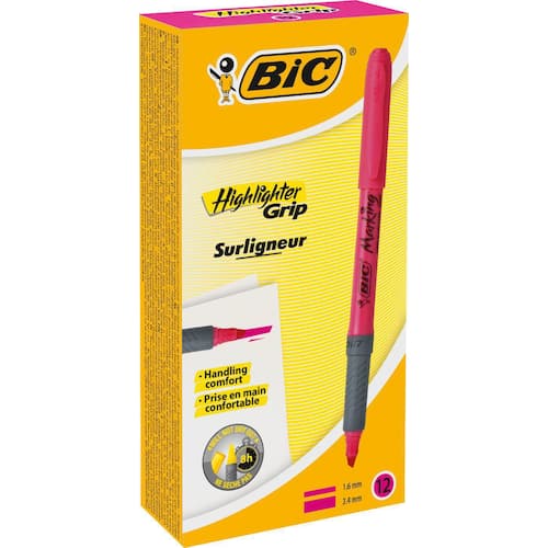 Tekstmarker BIC Highlighter Grip rosa produktbilde