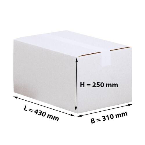 Pressel Faltkarton 1-wellig, weiß, Versandkarton, Faltschachtel, 430x310x250mm, 25 Stück Artikelbild Secondary2 L
