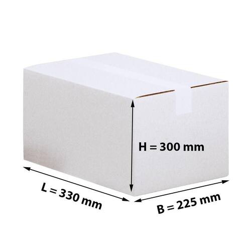 Pressel Faltkarton 1-wellig, weiß, Versandkarton, Faltschachtel, 330x225x300mm, 25 Stück Artikelbild Secondary2 L