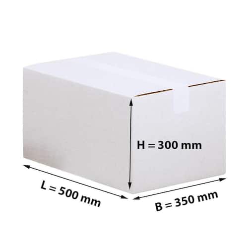 Pressel Faltkarton 1-wellig, weiß, Versandkarton, Faltschachtel, 500x350x300mm, 25 Stück Artikelbild Secondary2 L