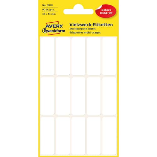 Etikett AVERY manuell 14x38mm hvit (90) produktbilde